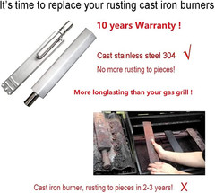 Grill Burners Stainless Steel 4-Pack for Bull Cal Flame Aussie Charbroil JennAir
