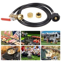 48” Upgraded Propane Refill Adapter Hose, QCC1 Inlet Control Valve 2 Bottle Cap