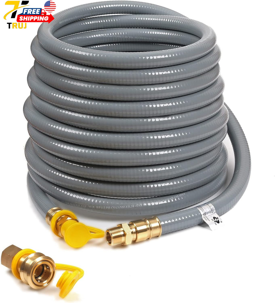 56 Feet 3/4-inch ID Natural Gas Hose with Quick Disconnect Fittings for NG/LP