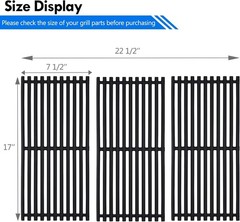 Replacement Grill Grates for 3 Burner Gas Grill – 17 Inch Cast Iron Cooking Grid