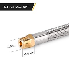 15 inch Stainless Braided RV Propane Pigtail Hose with Type 1 Connection