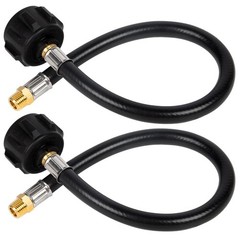 SHINESTAR 15In RV Propane Hose 2 Pack, 1/4″ 15 Inch – NPT Male, Black
