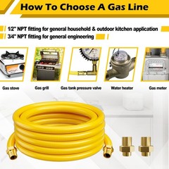 Flexible 70ft 3/4″ Natural Gas Hose & CSST Tubing Conversion Kit, 2 Male Adapter