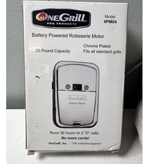 OneGrill 4PM04 Battery Powered Rotisserie Motor 25lb Capacity Chrome BBQ Grill