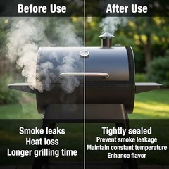Smoker Gasket Seal – Grill 2 Pack Black 20 Ft 1/2″X1/8″ Heat Material Replacemen