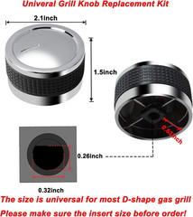 Gas Grill Knobs, Grill Control Knob Replacement Chrome Plated Plastic with Nonsl