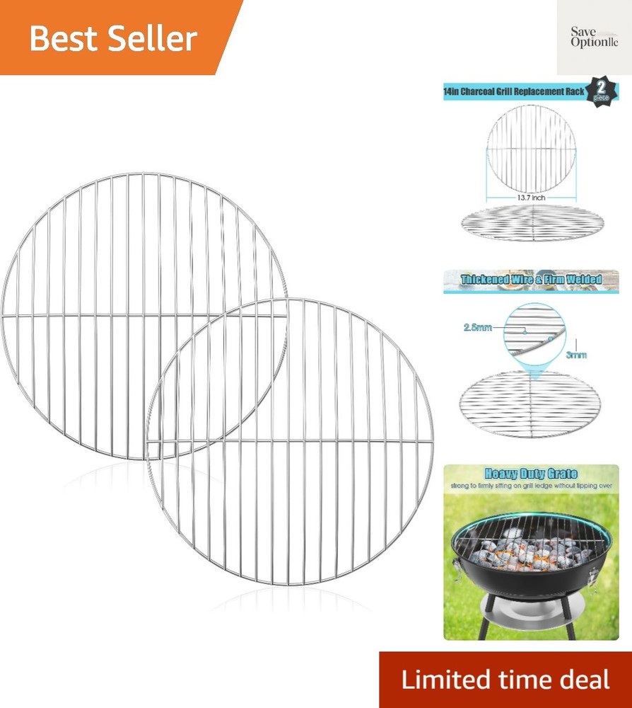 Replacement Cooking Grate for Small 13.7 Inch Charcoal Grill, Round Chromed I…