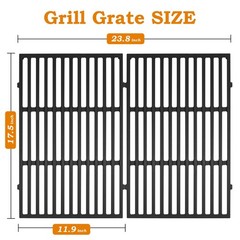Cast Iron Grill Grates 17.5 Inch for Weber Spirit 300 Series BBQ Cooking Grids