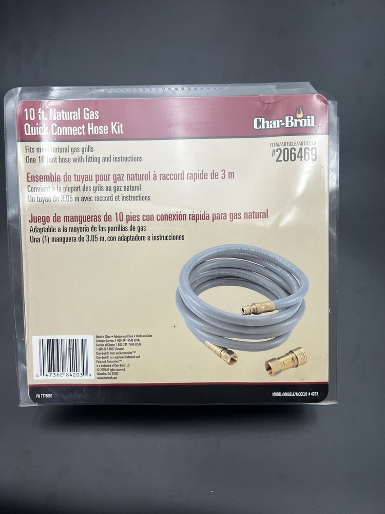 Char-Broil 10 Ft Natural Gas Quick Connect Hose Kit New Sealed Grill BBQ