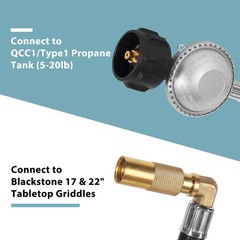 5FT Propane Regulator Hose with 90 Degree Elbow Adapter for Blackstone 17″ 22″ #