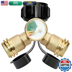 Dozyant Propane Splitter Propane Tank Y Splitter Adapter Gauge 2 Way Lp Gas
