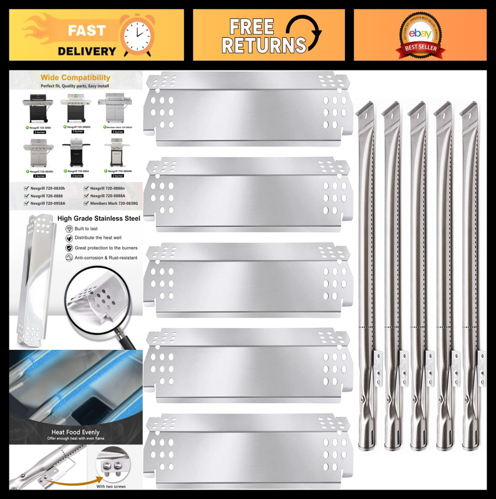Grill Replacement Parts for 5 & 4 Burner Models, Heat Shield Plates & Burner Tub
