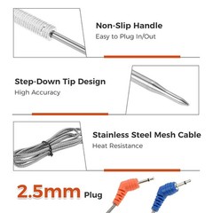 2PCS Meat Thermometer Probes Replacement for Thermopro TP04 TP06 TP07 TP08
