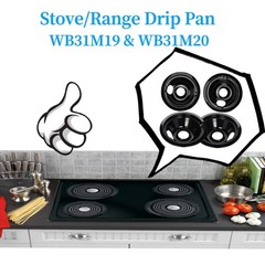 Black Stove Burner Drip Pans Replacement for GE Hotpoint Electric Stove Burne…