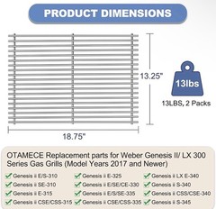 SS Grill Grates Flavorizer Bars Heat Deflectors Compatible Weber Genesis II 300