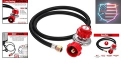 2109-RED 4 ft High Pressure 0-20 PSI Adjustable Regulator with Red QCC-1 Type…