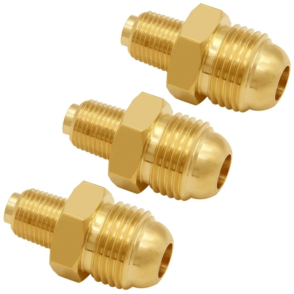 Uenede 3PCS 3/8″ Flare x 1/8″ NPT Male Propane Orifice x 1/8″, Brass
