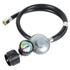 ATKKE 3ft Propane Hose Regulator with Gauge, Universal Gas Grill 3 FT, Black