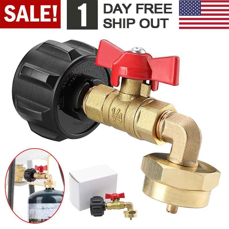 QCC1 90 Degrees Propane Refill Pressure Elbow Adapter & ON-Off Control Valve 1LB