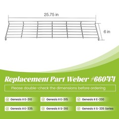 Warming Rack for Weber 66044 Genesis II 300 Series Gas Grill Replacement