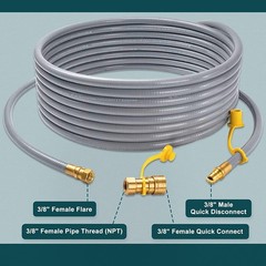 24FT BBQ Natural Gas Line 3/8″ ID Hose Quick Connect for Converted Grill