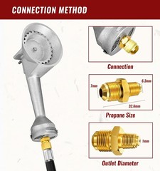 5FT Adjustable High Pressure Propane Regulator Hose 0-20 PSI Braided QCC1