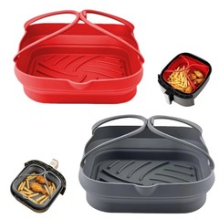 2 PCS Collapsible Silicone Air Fryer Liners Handles 3.55 Qt 8.3/6.7 Inch