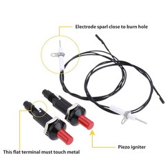 2Pc Gas Fireplace Piezo Spark Ignition with 1m Cable 1 Out 2 Push Button Igniter