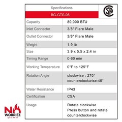 NO WORRIEZ Gas Timer: Propane/Natural Gas, Outdoor Grill/Fire Pit/Pizza Oven, 10