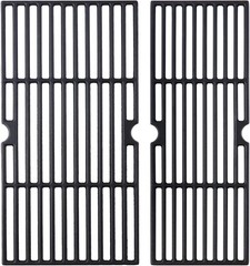High Heat Retention Charbroil Grill Grates 2-Pc Set, Matte Cast Iron, 18.1×15.75