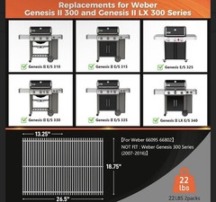 18.75 Inch 66095 Grill Grate for Weber Genesis II 300 &II LX 300 Series,II E-310