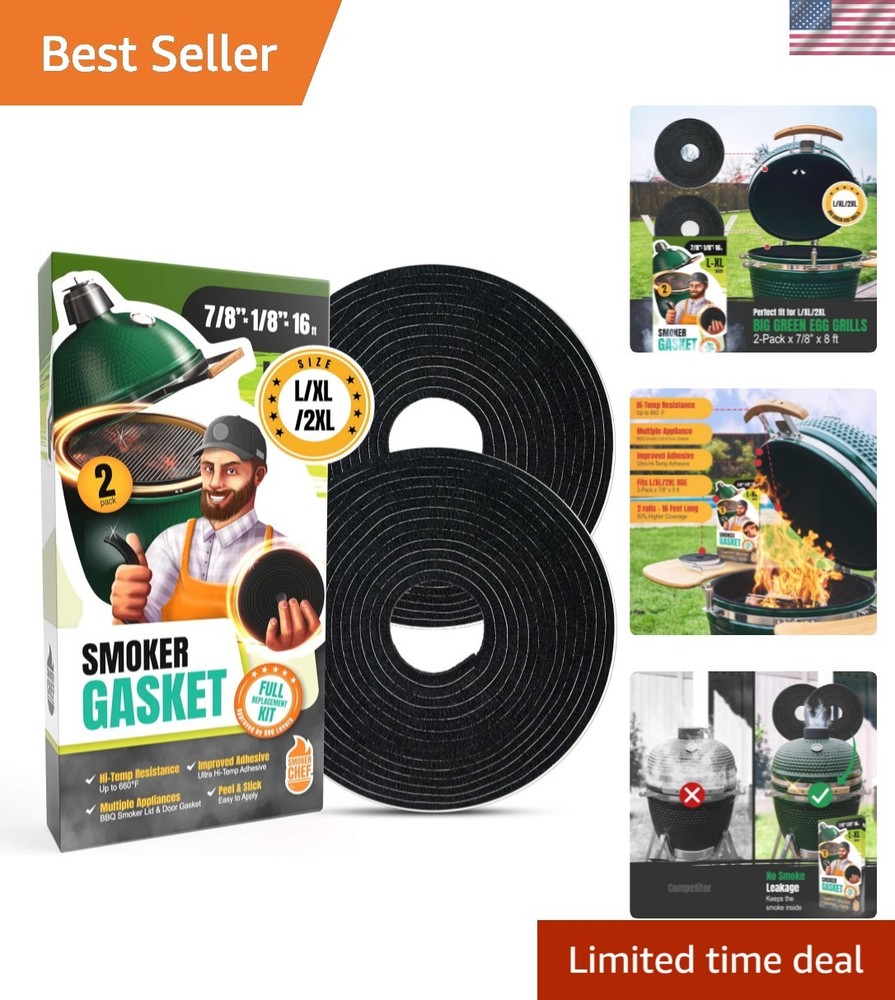 Gasket for Big Green Egg Large/XL/XXL – 2-Pack x 8 FT Smoker Gasket Seal – BG…