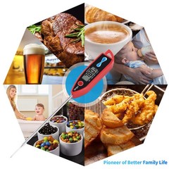 Yacumama Digital Water Thermometer for Liquid, Candle, Instant Read with Red