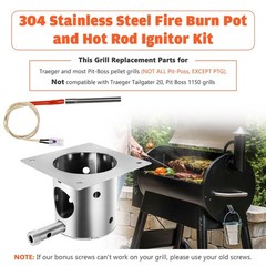 QuliMetal 304 Stainless Steel Fire Burn Pot & Hot Rod Ignitor Kit – Replaceme…