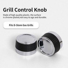 4x Grill Control Knobs Plastic & Silicone for Gas grills with D-stem