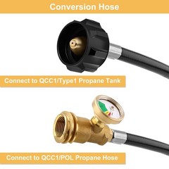 WADEO 12 FT Propane Extension Hose with Gauge, Leak Detector 12FT, Black