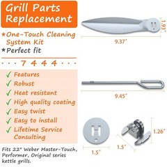 22 1/2 In One Touch Cleaning System Kit Design for Weber Kettle Grill 7444 Weber