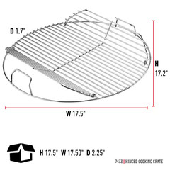 Weber Hinged Cooking Grate for 18.5″ One-Touch Kettle Charcoal Grill 7433