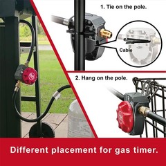 NO WORRIEZ Safety Auto Shut-Off Gas Timer 1 hr, Set_3/8″ W/ Fixed Hose, Red