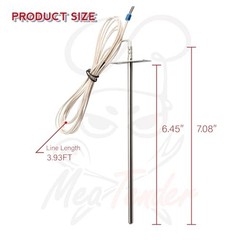 7“ RTD Temperature Probe Sensor, Replacement for Traeger Internal Grill Probe