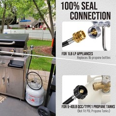 4 Feet Propane Hose Adapter 1lb to 20lb Converter, Tank 4 Feet, Black