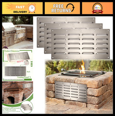 3 Pack Stainless Steel Grill Vent Covers – Rectangle Stove Vent Panels 15×6.5