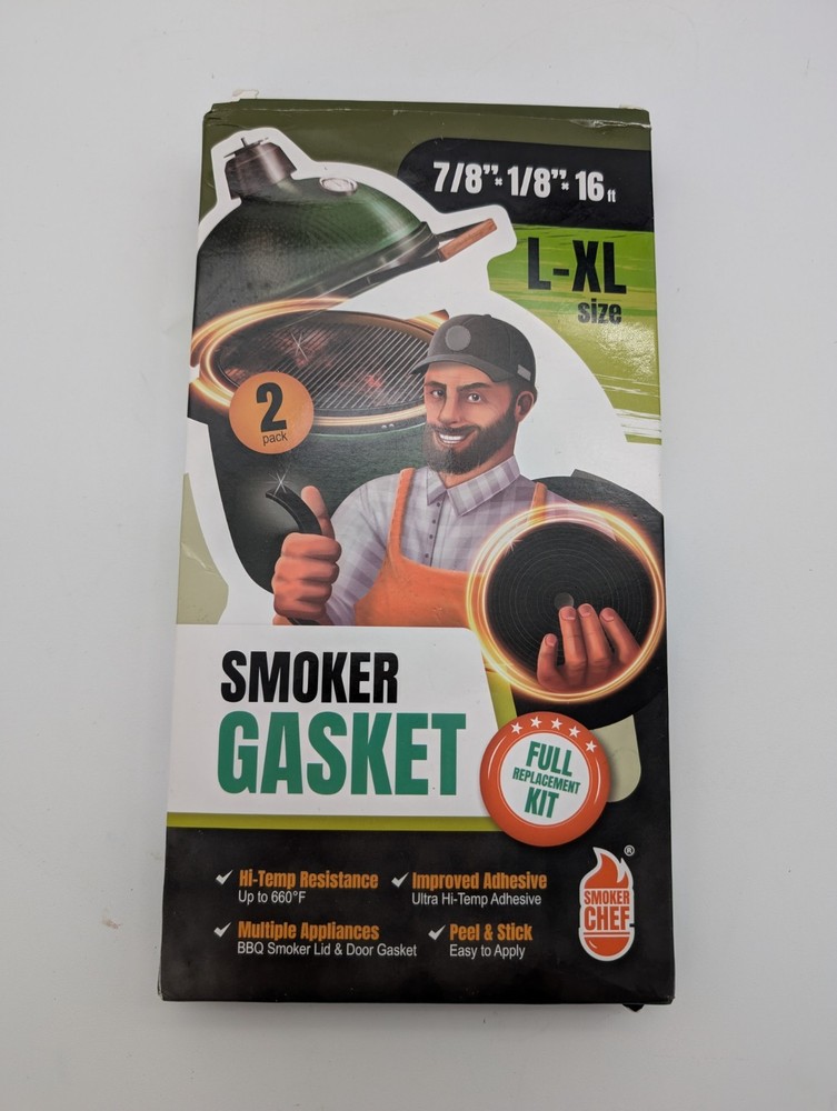 Smoker Gasket Replacement Seal For Big Green Egg 2-Pack 7/8”x 1/8” x 16 FT L/XL