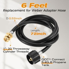 1PC 6FT Propane Hose For Weber Q 100 120 200 220 1000 1200 2000 2200 series