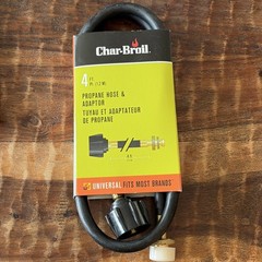 Char-Broil 4 ft Propane Hose Adapter Universal Plastic Metal Rubber Black