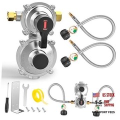RV Propane Regulator 2 Tank Hoses, 2-Stage Auto Changeover LP Gas Regulator