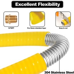 Dogetgd Csst 1/2 Gas Line 70Ft Corrugated Stainless Steel Tubing Flexible Gas