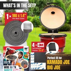 Mesh Gasket Kit Fit for Kamado Joe Big Joe – 180″ Fiberglass Gasket Replacement