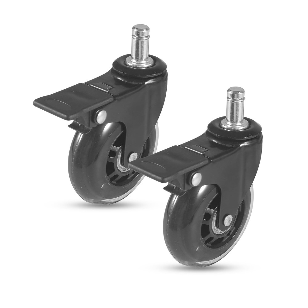 2-Pack HDW302 3″ Swivel Caster Wheels with Brake – Rubber Heavy-Duty 3 inches