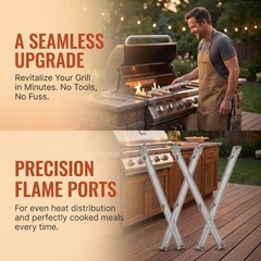 2Pcs Reusable Stainless Steel Grill Burner Tubes Replacement for Gas Grills